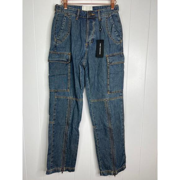 One Teaspoon Cargo Motion Jeans in Used Blue Size 25 NWT - Picture 1 of 10